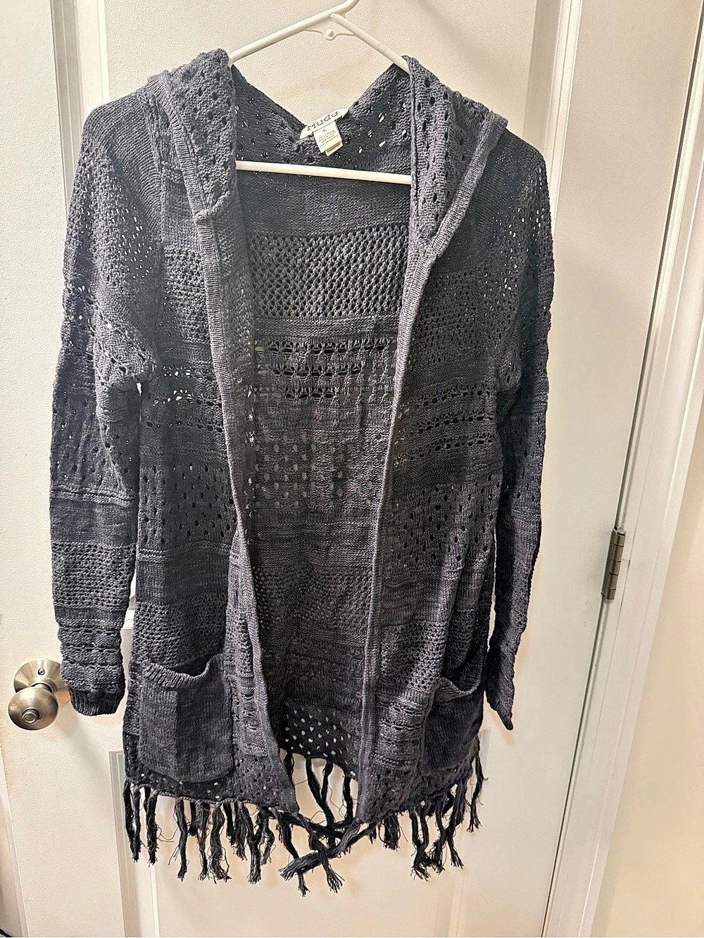 Mudd Women's Hooded Fringe Sweater Size Large